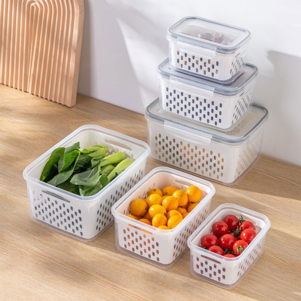 3 Pack Food Storage Containers with Lids Produce Saver Container for