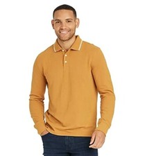 Goodfellow Co Men's Long Sleeve Rugby Polo Shirt XX-LARGE Gold Color 3 Button
