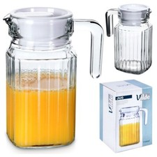Krug Kanne Glaskrug Karaffe mit Deckel aus Glas 650 ml
