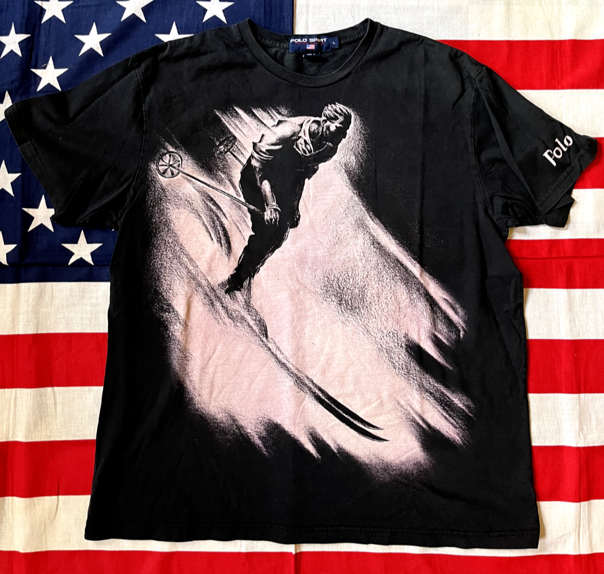 VTG Polo Sport Ralph Lauren Ski Suicide Skier Downhill Black VTG Polo Sport Ralph Lauren Ski Suicide Skier Downhill Black