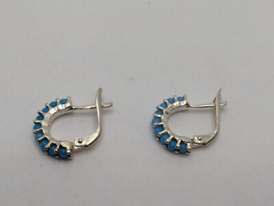 Zarte Sterling Silber 925 hellblaue Perlen Huggies Ohrringe