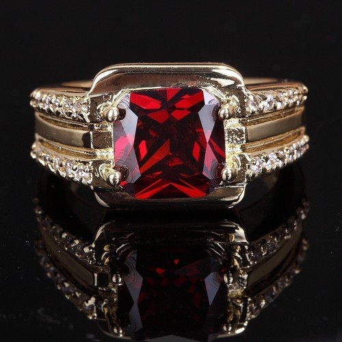 Fine fashion 10k real gold filled set red garnet ring size 10 ! Gift & Jewelry - Picture 2 of 3