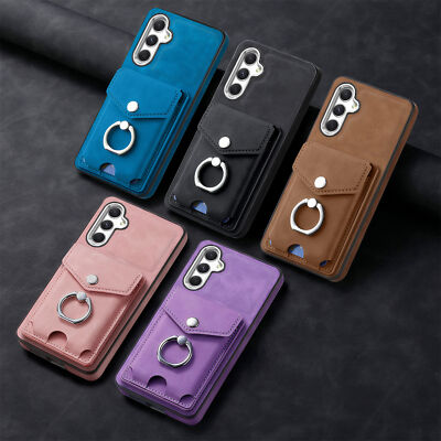 For Samsung Galaxy A14 5G/A54/A53/A13 Card Holder Wallet Case Ring Stand Holder