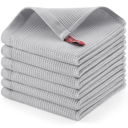 100% Cotton Dish Cloths - Waffle Weave Soft and Absorbent Dish Towels - 6 - Picture 1 of 7