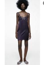 NWT Zara Satin Beaded Slip Dress size S, M$ 119 Run Small #ed