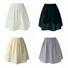 Lady Cotton Underskirt Petticoat Half Slip A Line Elastic Waist Safety Skirt