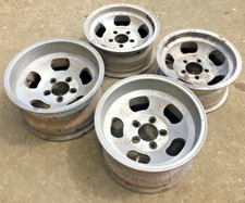 4 Aluminum Slot Rims Mag Wheels 15x8.5 Front 14x6.75 Unilug 5 On 4.5 Or 4.75