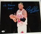 Dennis Rodman Signed Photo 11x14 METALLIC Pistons Bulls Worm Autograph HOF JSA
