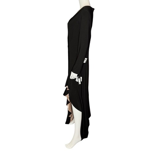 XSCAPE Evenings “Trudy” Long Sleeve Ruffle Evening Dress Black/Nude Womens Sz 16 - Picture 4 of 9