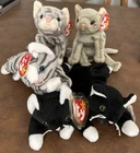 Ty Beanie Babies Vintage Kitty Cat Lot of 5 - Silver, Scat, Prance, Zip (x2) NWT