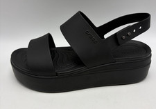 Crocs Brooklyn Womens 8 LiteRide Low Wedge Platform Sandals Black Boho Hippie