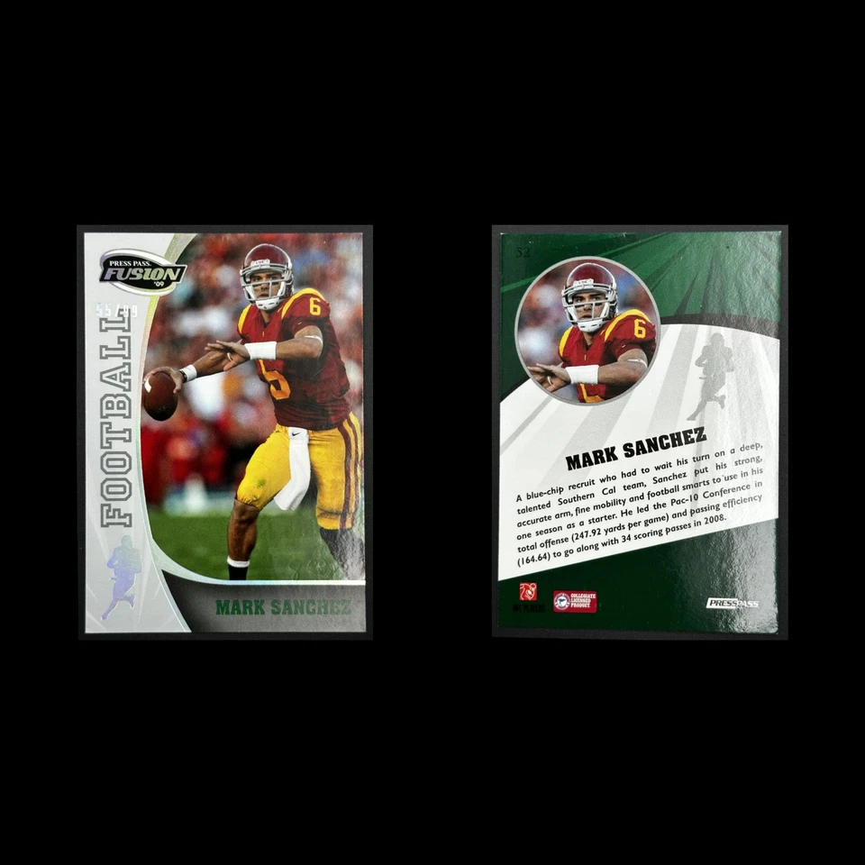 Tarjeta de fútbol americano Mark Sanchez/99 #52 2008 Press Pass Fusion USC Trojans NFL Foto 3 de 3