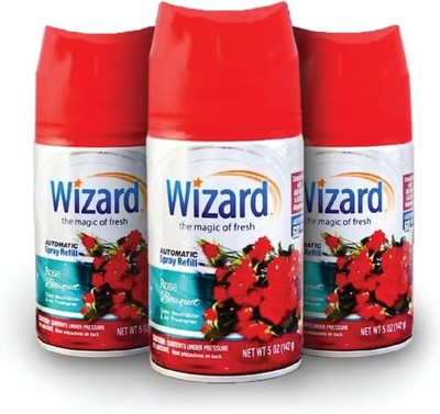 3 WIZARD AUTOMATIC SPRAY REFILLS   5 oz ROSE BOUQUET