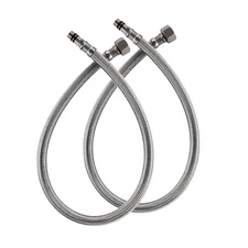 59" Extra Long Faucet Supply Lines Braided Stainless Steel Hose 3/8" Comp X M10