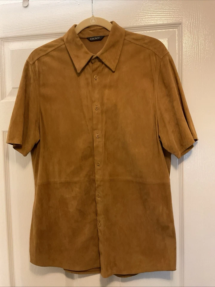 Short sleeve men’s subtle suede Shirt HONEY COLOR - Image 3 of 4