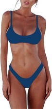 2pc Bikini Set, Scoop Neck, Padded, Brazilian Thong, Medium