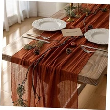 Keketo Fall Table Runner Rust Gauze20 Inch0 FT Rustic Burnt Orange 1 Terracotta