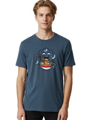 Broccoli-Eating-Ramen-1 Mens Graphic Tee,100% Cotton,Casual Summer Wear