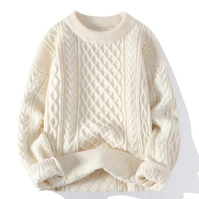 Knitted Jumpers O Neck Pullovers Long Sleeve Sweater Men Solid Loose Fit Slight 
