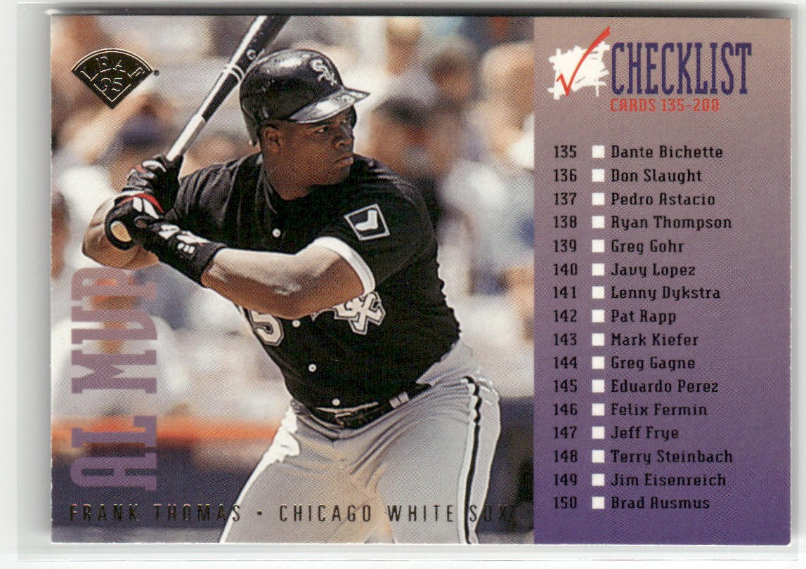 1995 LEAF #3 FRANK THOMAS CHECKLIST CHICAGO WHITE SOX