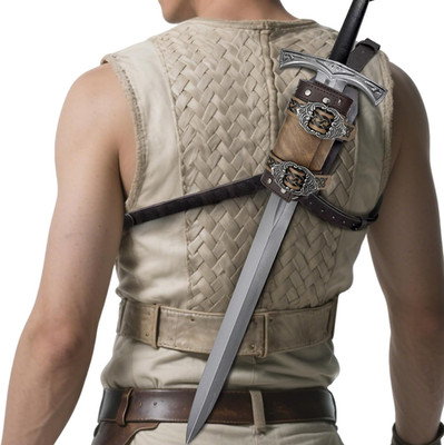 Medieval Faux Leather Back Sword Frog, Vintage Adjustable Sword Holster, Middle