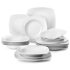 18-Piece Gray White Porcelain Dinnerware Set Service for 6 Plates Set Tableware 