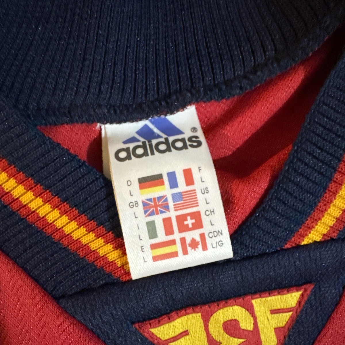 Vintage Adidas 1998 WC Spain National Team Soccer Jersey Mens XL
