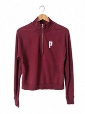 Victoria  s Secret PINK Sweatshirt Quarter Zip Pullover XS Burgundy Logo Top