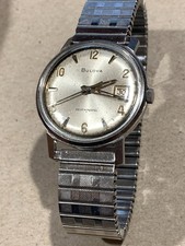 Vintage 1967 M7 Bulova 11ALACD Date Stainless Steel Wrist Watch Runs