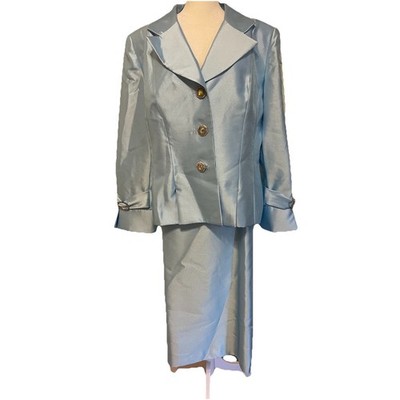 Lily & Taylor Robins Egg Blue Embellished Skirt Suit Set Mother Of Bride 20 NWOT