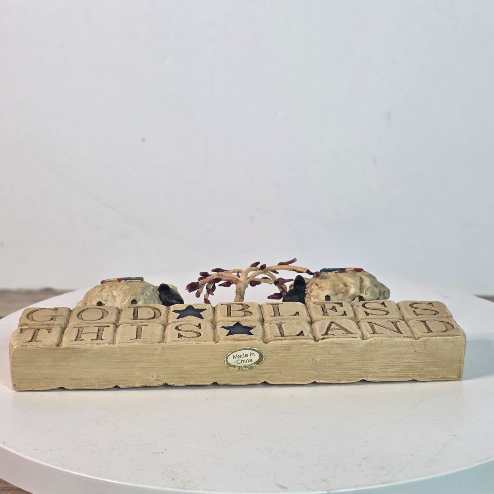 Blossom Bucket Suzi Skoglund "God Bless This Land" Sheep Figurine With Flag