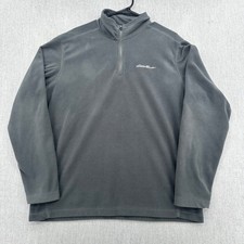 Eddie Bauer Pullover Men Large Gray 1/4 Zip Fleece Mock Neck Long Sleeve Solid