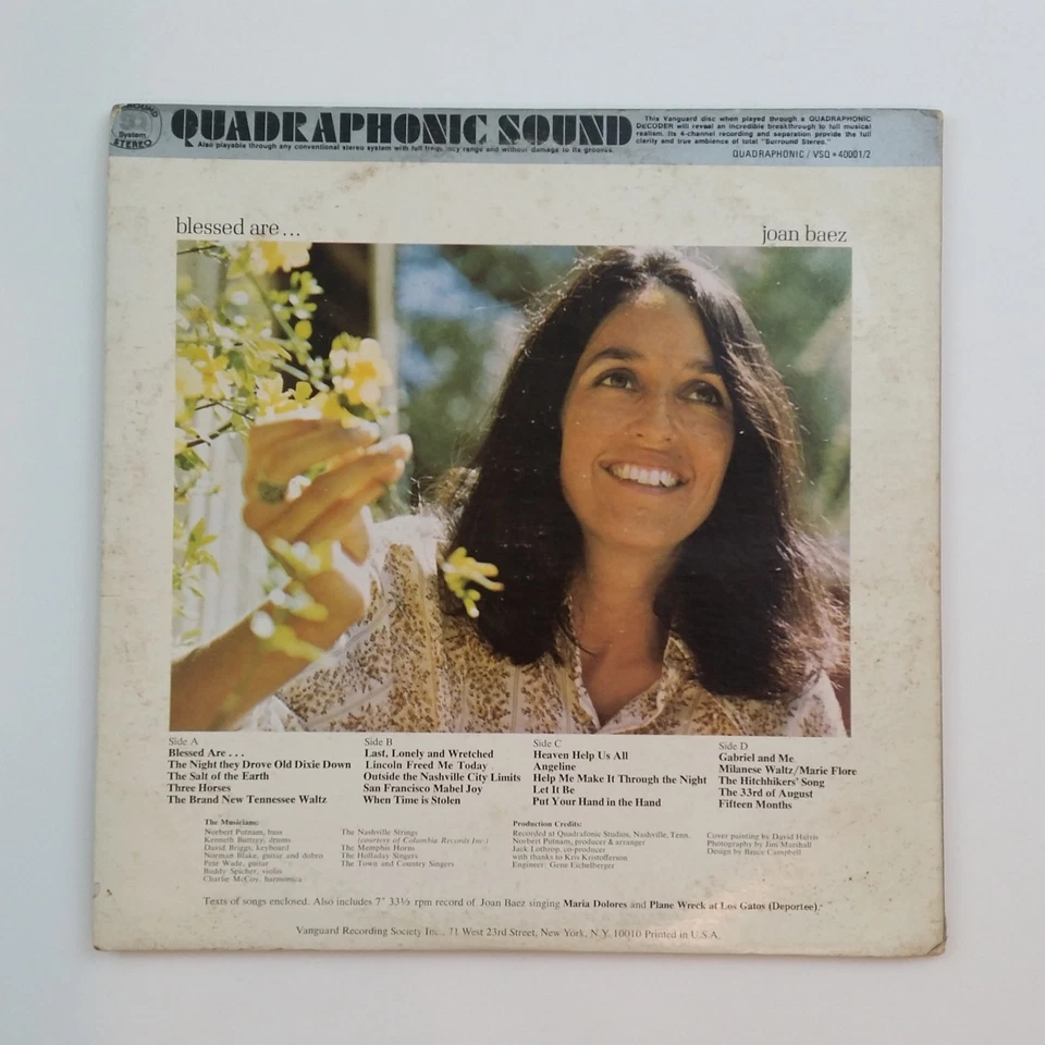JOAN BAEZ Blessed Are VSQ40001 Quadraphonic 2xLP Vinyl VG++ Cvr VG+ GF Co Slv - Image 2 of 4