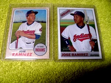 2015 Topps Heritage INDIANS JOSE RAMIREZ #684 MT & 2017 Heritage #340 MT INDIANS