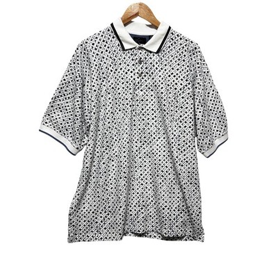 Greg Norman Collection Mens Polo Shirt XL Black Geometric Print Performance