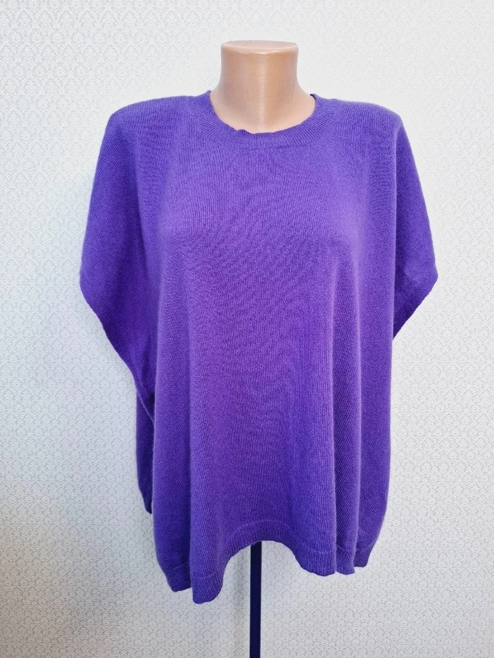 C&A Premium 70% Wool 30% Cashmere Purple Knit Poncho Sweater One Size