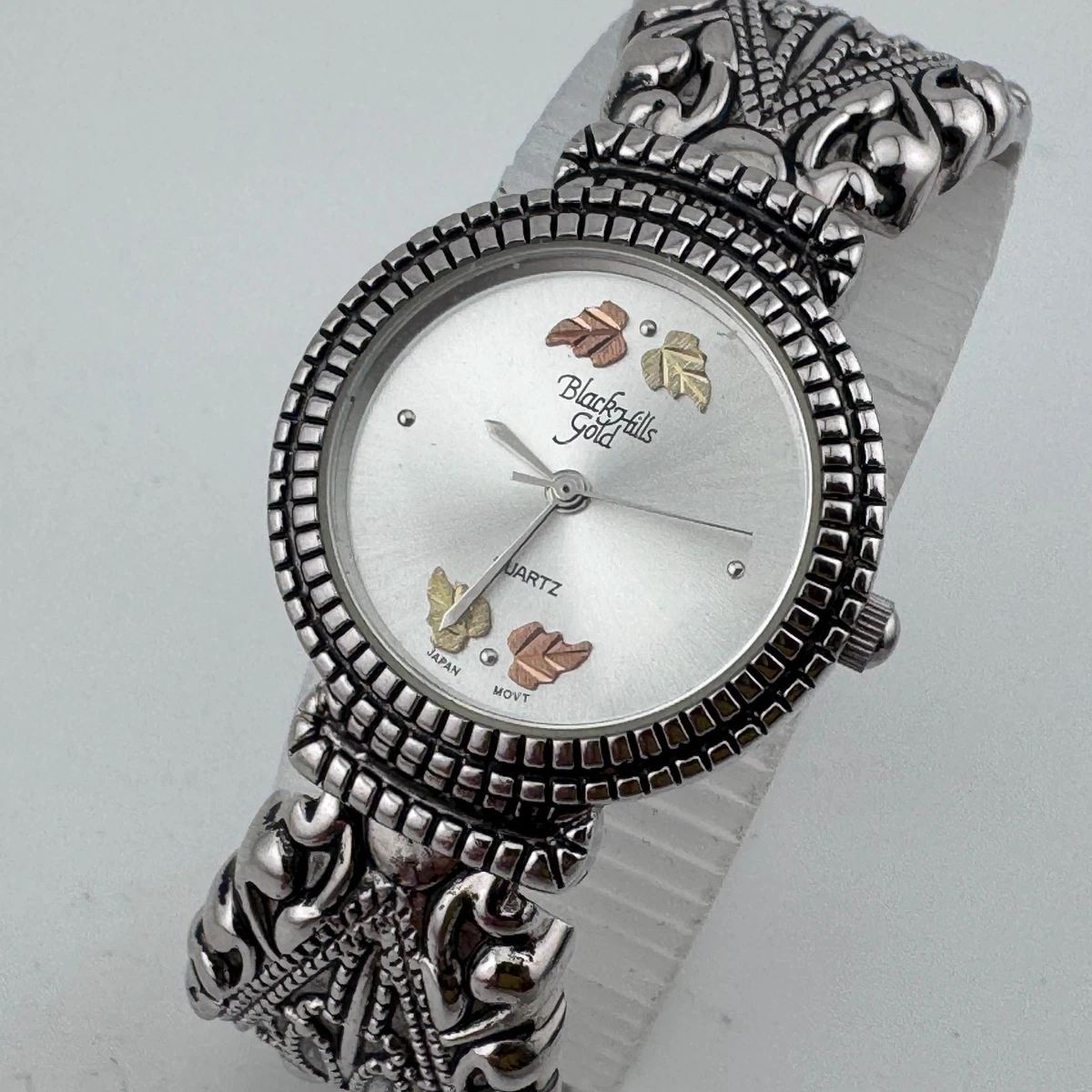 Black Hills Gold Bezel Watch 12K Leaf Accents Changeable Bracelet & Bezel Black Hills Gold 12k Leaves Wrist Watch Original Box 27.5mm  main image 3