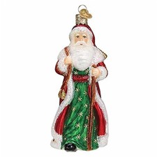 Old World Christmas Glass Ornament, Father Christmas with Bells With OWC Box 