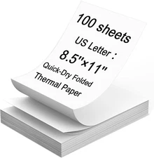Thermal Printer Paper 8.5 X 11 Inch, 100 Sheets US Letter Size Thermal Paper, Co