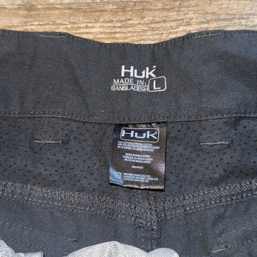 Huk Fishing Shorts Men Large Next Level Black Cargo Performance Vented - Picture 3 of 5