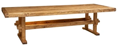 Table Rectangulaire En Bois Massif de Tilleul Biscottini 300x110 Country - Photo 1/4