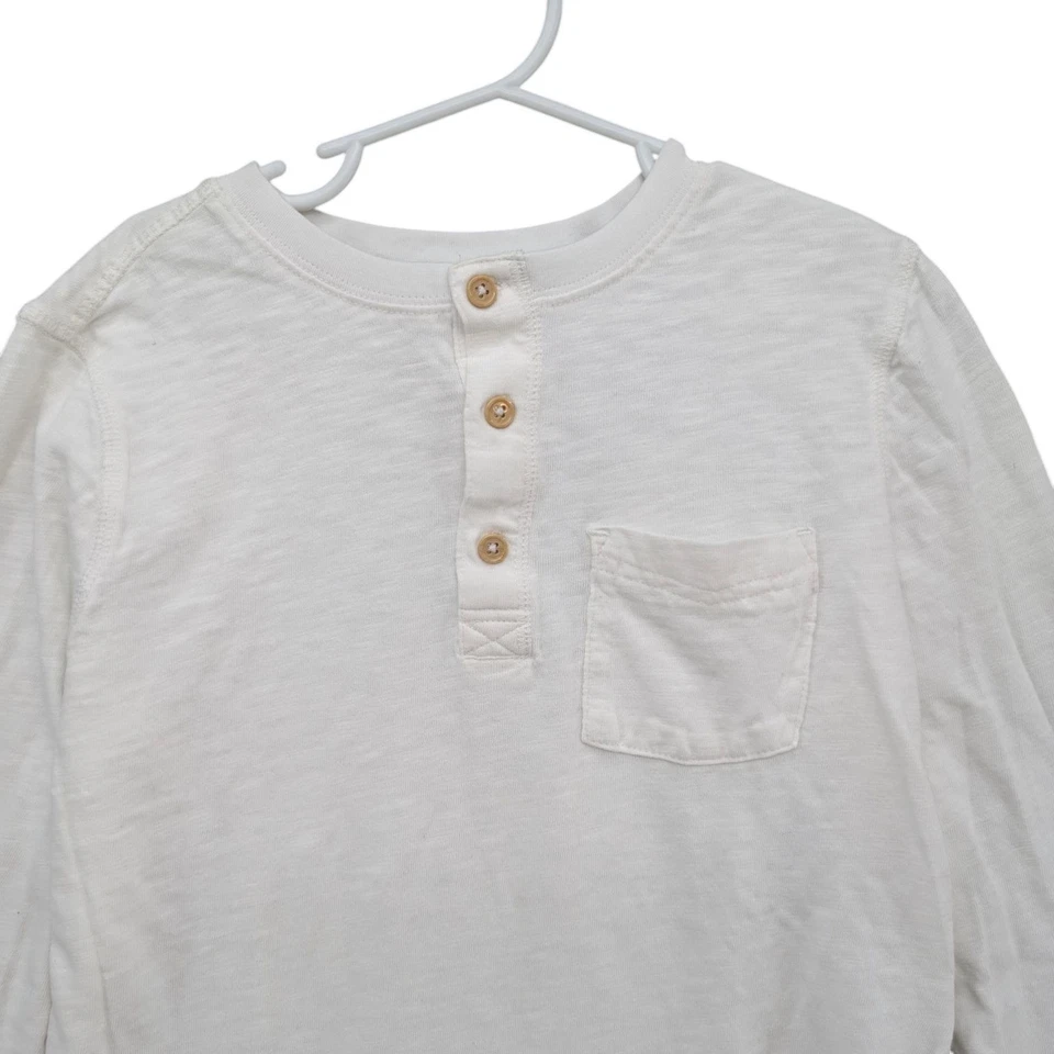 Boden Henley Shirt Girls White Long Sleeve Front Pocket Cotton Stretch Sz 11-12Y - Image 3 of 4