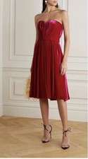 Dolce&Gabbana Strapless Midi Dress In Rich Dark Red Velvet New With Tag IT36