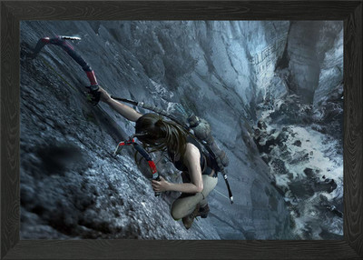 Lara Croft kletternder Eispickel gerahmtes Wandbild Poster Leinwanddruck Bild