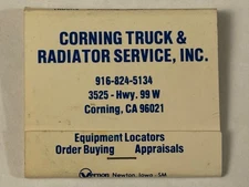 Corning Trucks & Radiator Service Inc Full Matchbook Corning CA Caterpillar Vtg