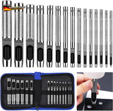 Leder Lochstanzer Set 15-teilig Edelstahl f&uuml;r Leder, Kunststoff, Gummi, flexibel