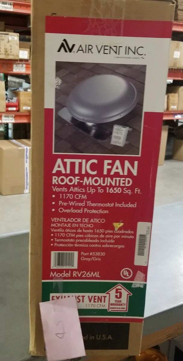 NEW AIR VENT INC. 1170 CFM 1650 SQ. FT. ROOF MOUNTED ATTIC FAN RV26ML | eBay