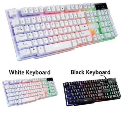 USB Keyboard and Mouse Set Wired Game Keyboard Mouse Kits Black / White - Picture 5 of 8