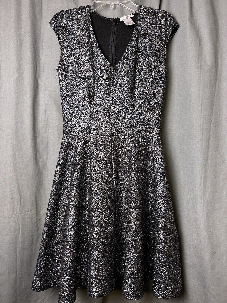white glitter skater dress To Be Loved Glitter Skater Mini Dress - Rose Gold main image 0