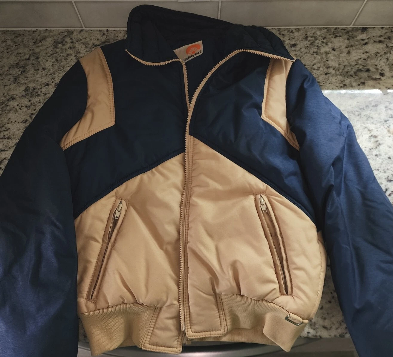 Vintage Men’s Himalayan Insulated Coat Jacket Size Small Blue/Tan